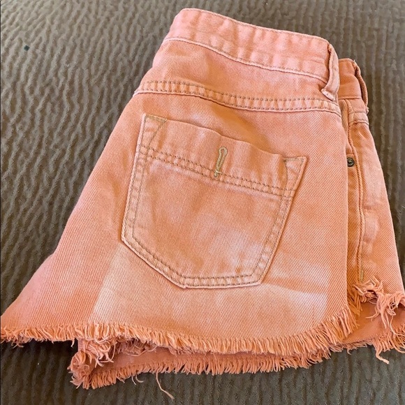 Free People rust orange gray hem denim shorts jean - Picture 6 of 8